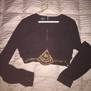 Bebe Black Embellished Crop Top